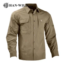HAN WILD Camisa Táctica de Secado Rápido Manga Larga para Hombre