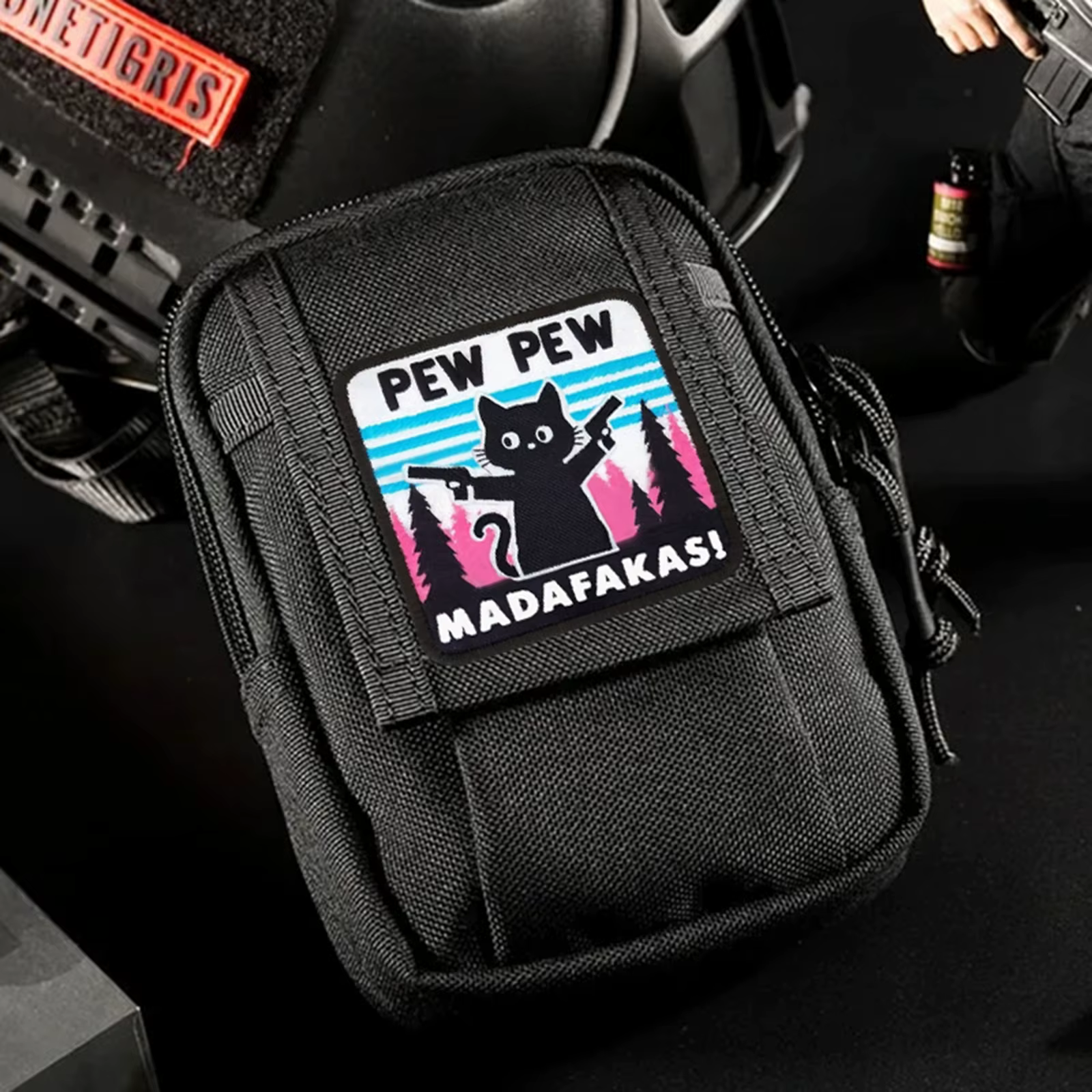 Parche táctico velcro gato pew pew madafas - para mochila o chaleco MOLLE - imagen 4