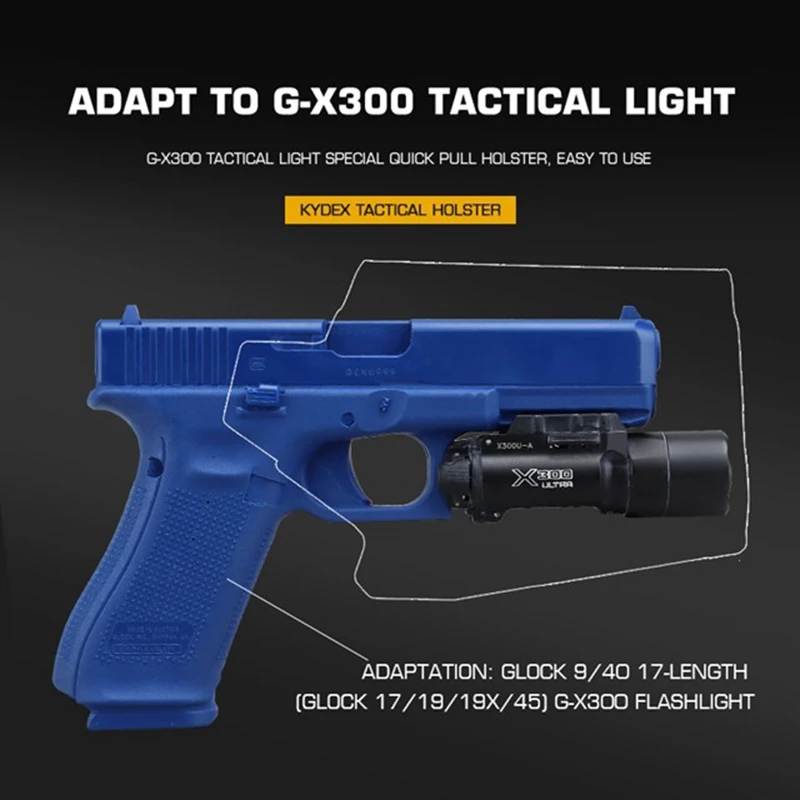 Funda Kydex táctica ligera G-X300 con luz X300 y MOLLE para pistola - imagen 2
