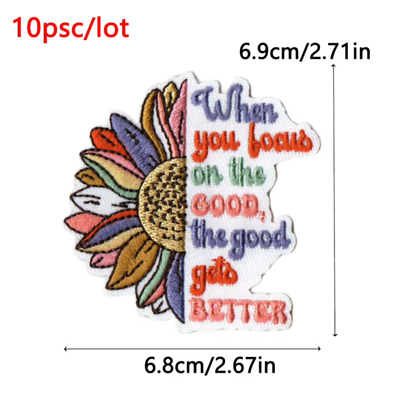 Parches bordados termoadhesivos letras dibujos animados con flores - imagen 5