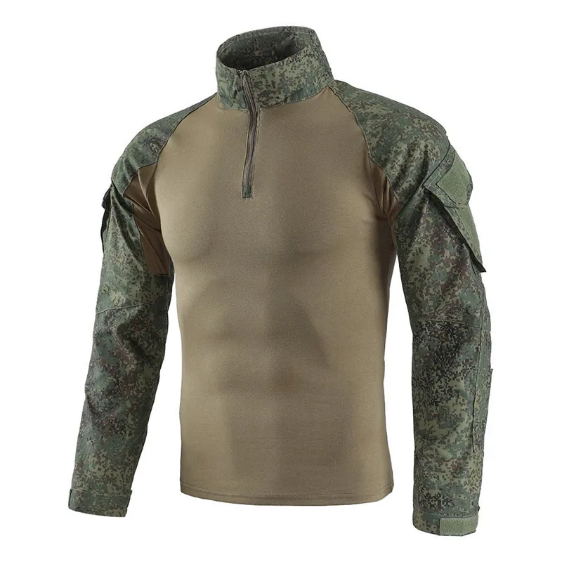 Camisa táctica manga larga camuflaje ripstop cierre frontal