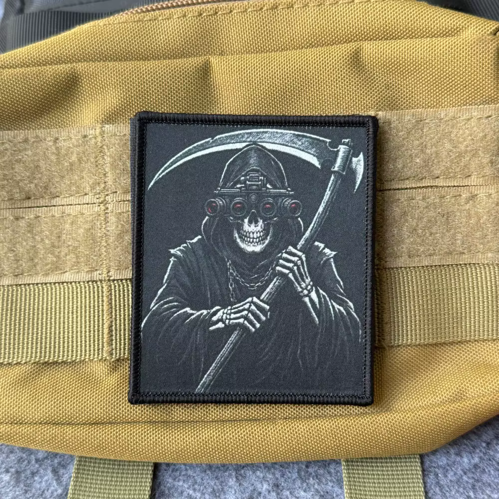 Reaper parche táctico calavera guadaña velcro para visión nocturna - imagen 4