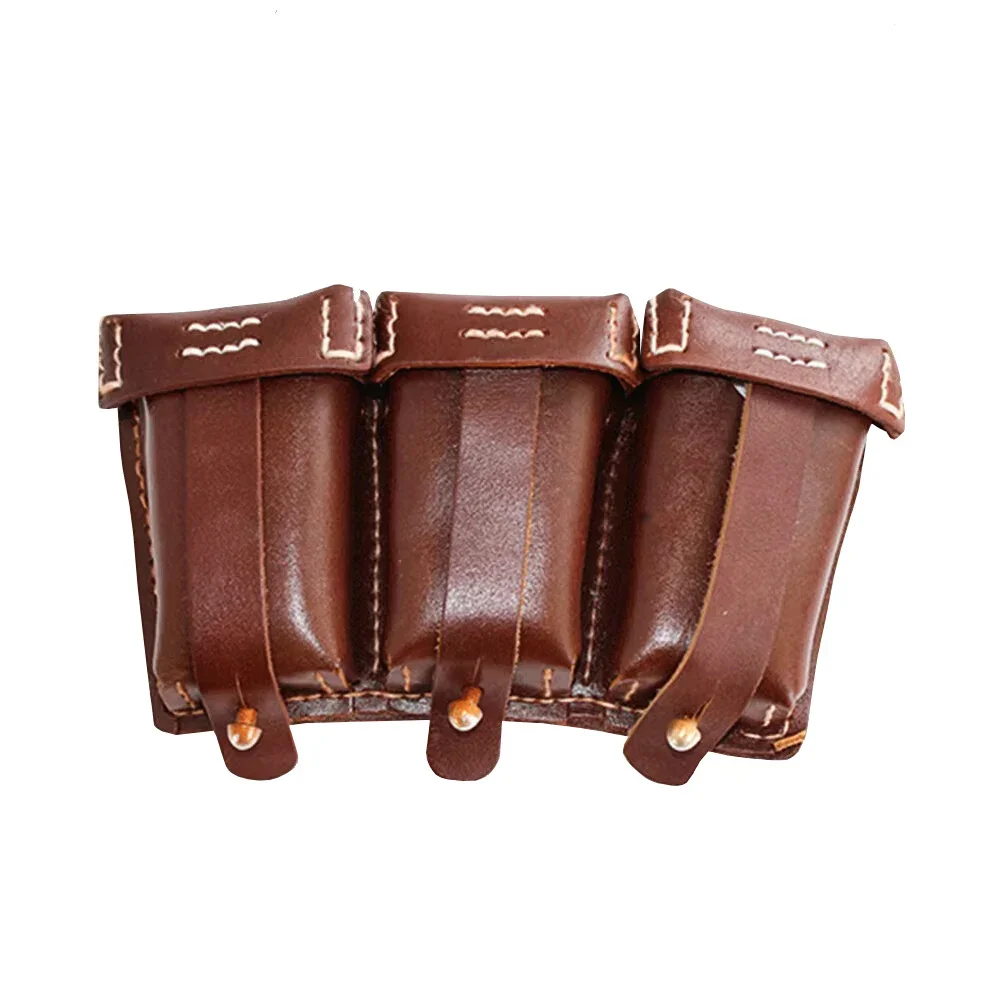 Bolsa de cintura táctica vintage cuero marrón estilo alemán
