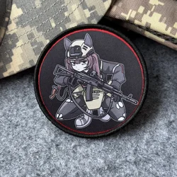Parche táctico soldado neko con casco – Insignia de moral ganchos