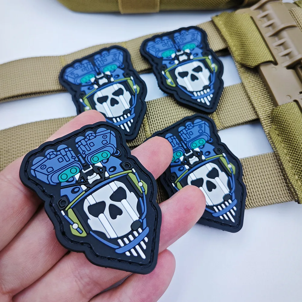 Parche táctico PVC goma blanda calavera Konig de resina para MOLLE - imagen 2