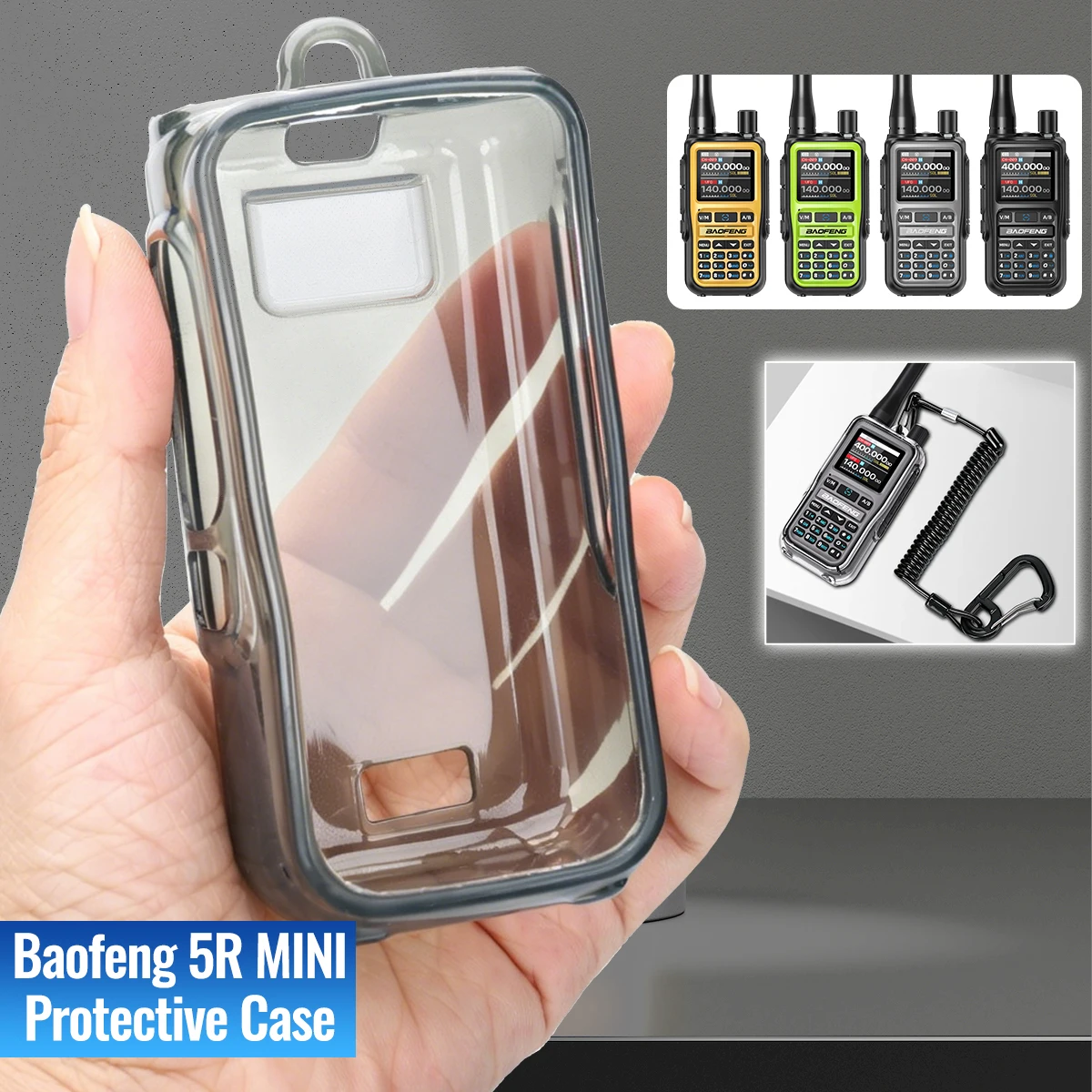 Cubierta protectora TPU transparente ABBREE para emisora Baofeng UV-5R