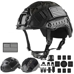 Casco táctico Airsoft tipo Fast PJ con funda y acolchado