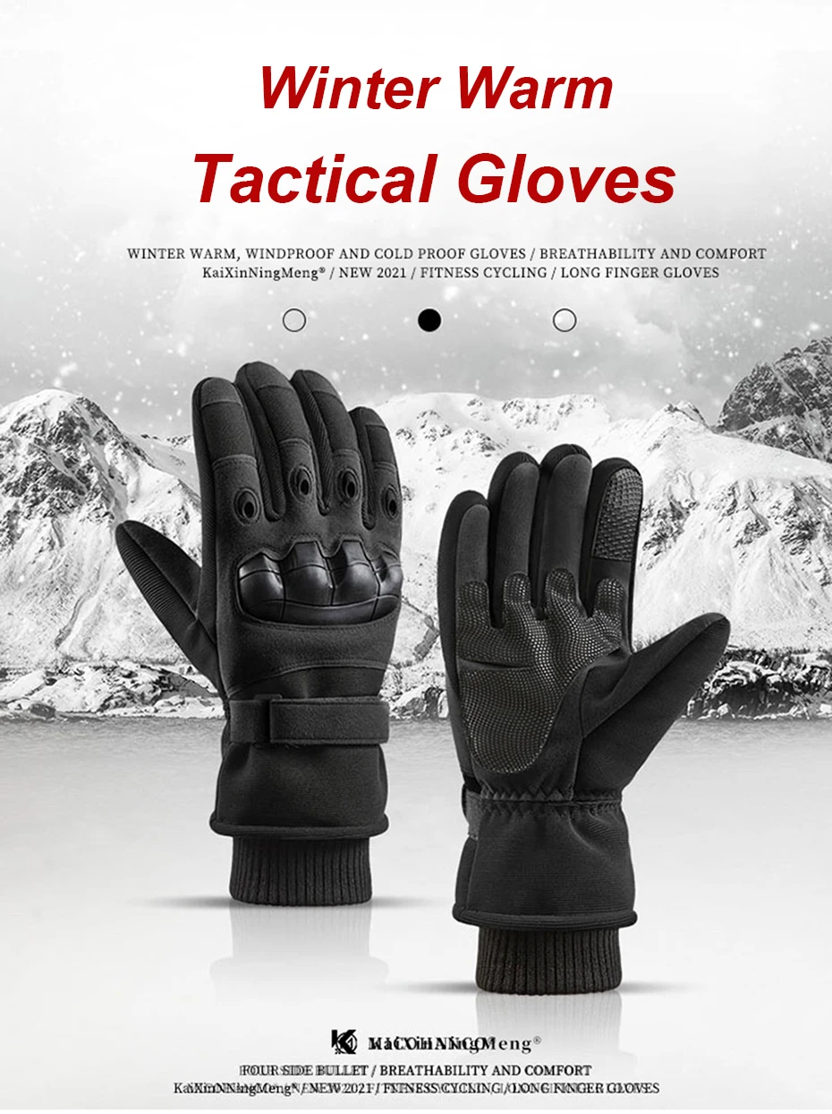 Gants tactiques d'hiver avec protection complète des doigts