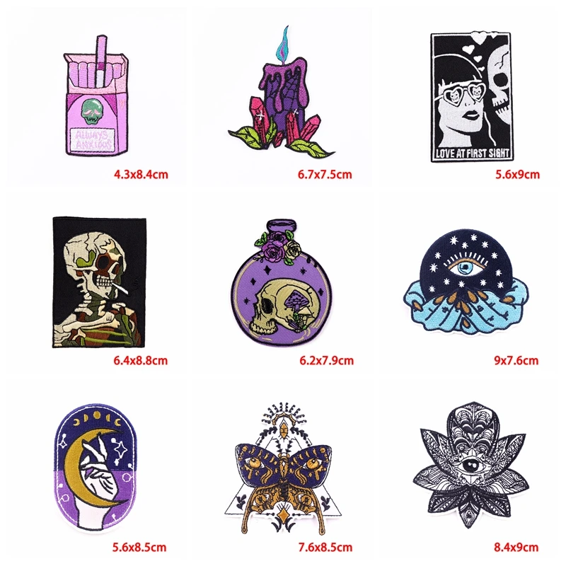 Parches termoadhesivos bordados punk de ojos y calaveras terror - imagen 2