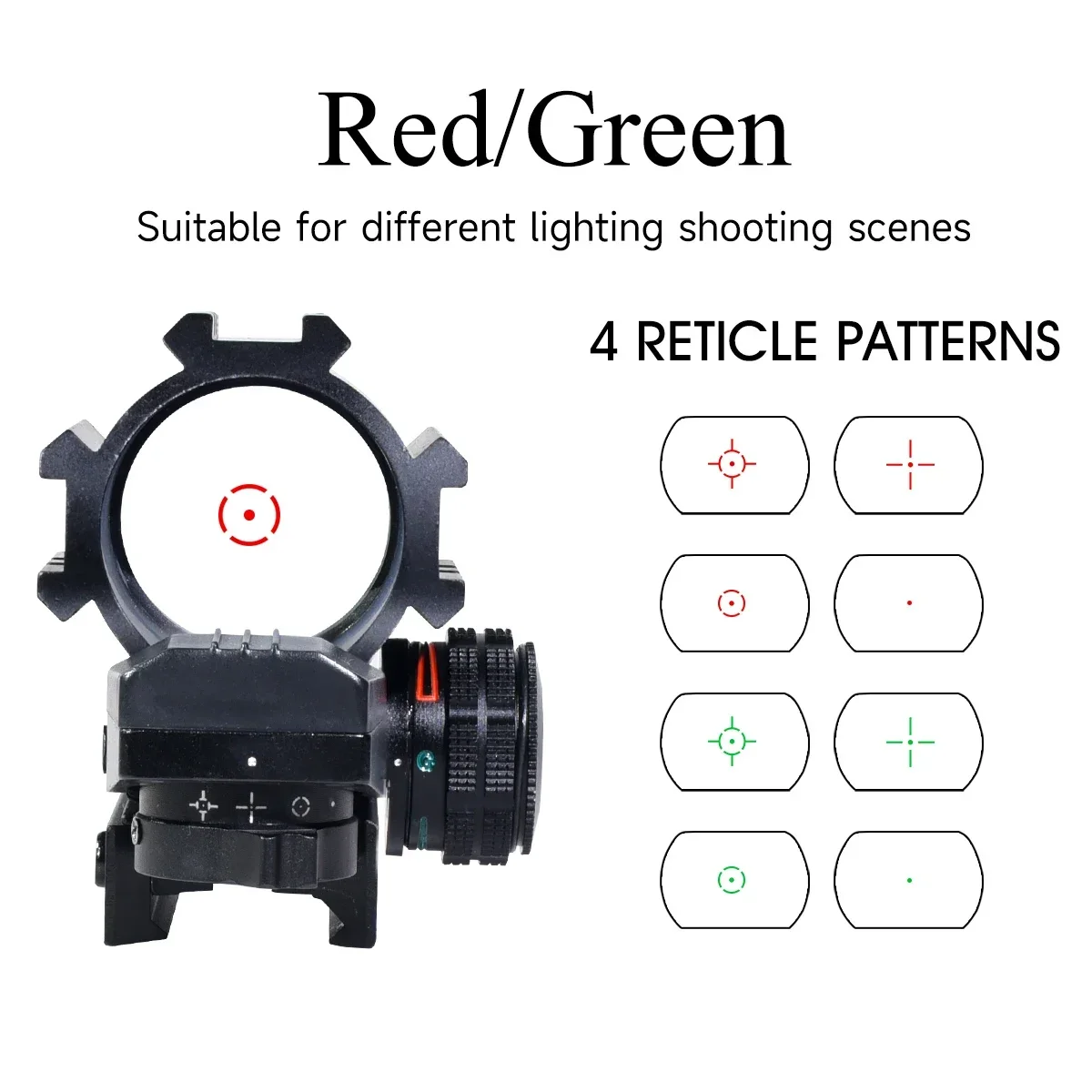 Mira optica para fusil con reticulas rojas y verdes y punto rojo