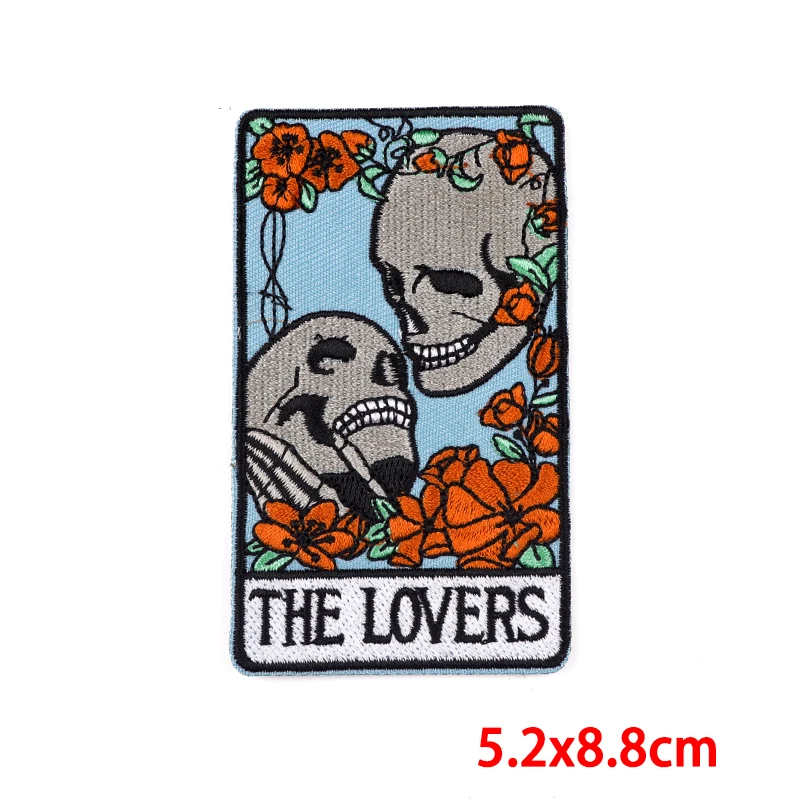 Parche bordado de calavera estilo tarot termoadhesivo para ropa y mochilas - imagen 3