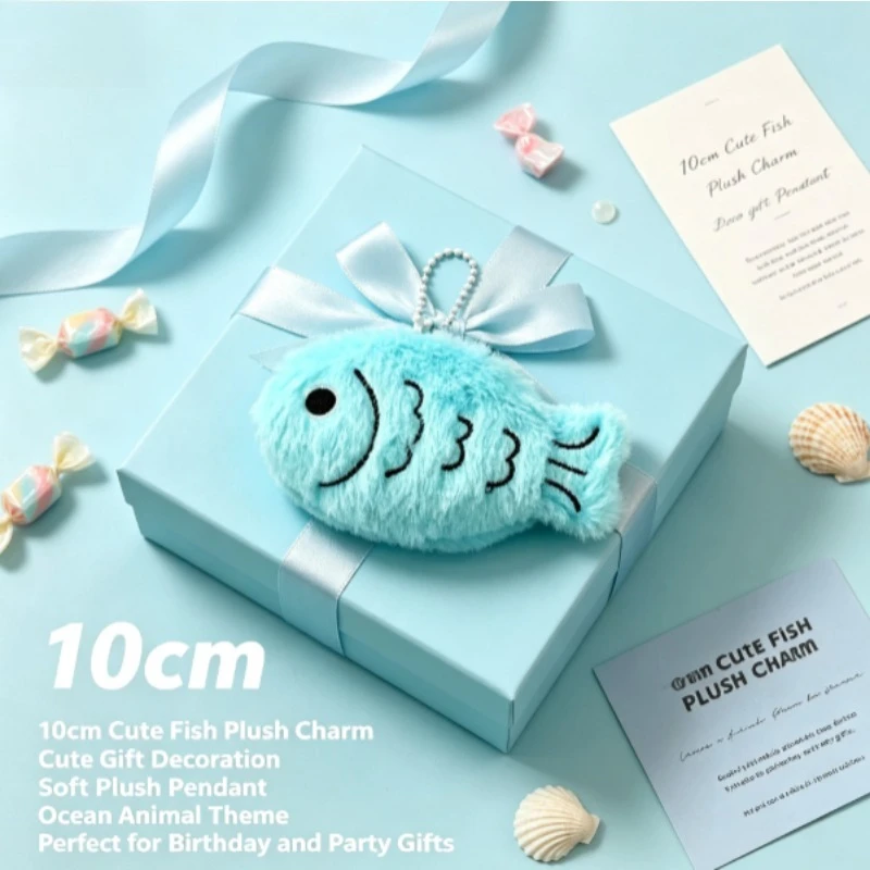 Colgante peluche pez kawaii con cadena de cuentas para mochila - imagen 5