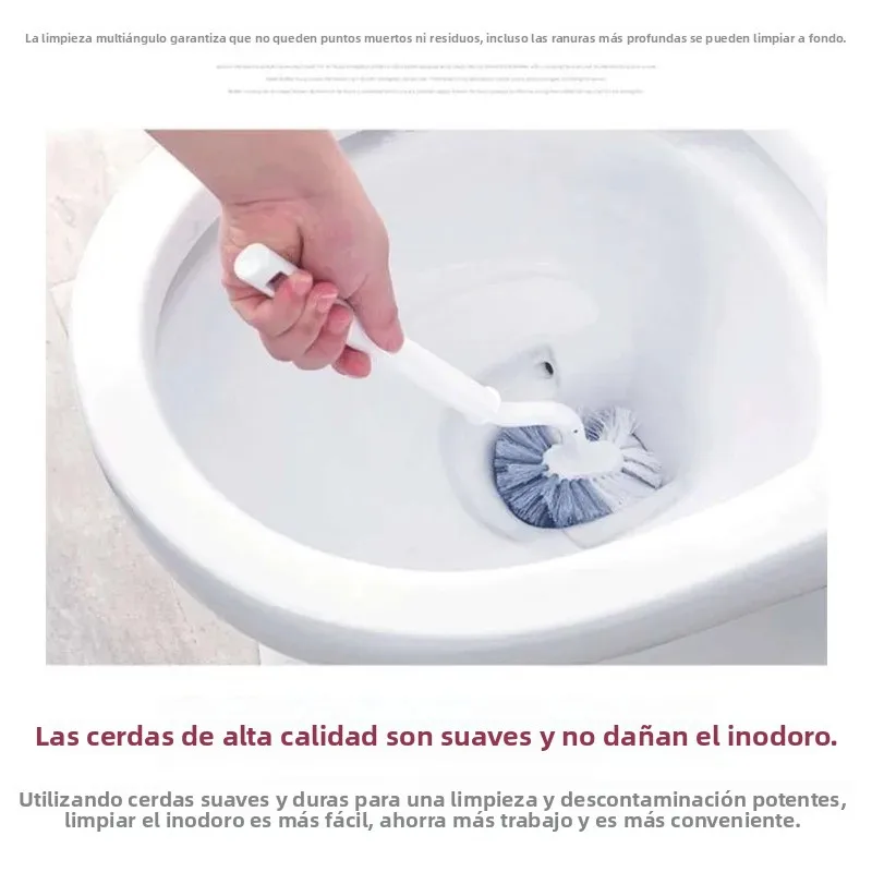 Cepillo de inodoro cerdas suaves, mango largo para colgar en pared - imagen 3