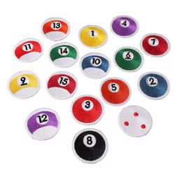 Parche termoadhesivo snooker círculo multicolor con número para gorra