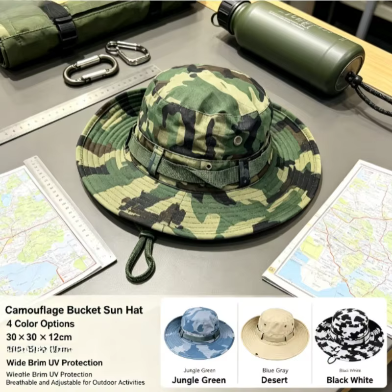 Sombrero boonie ripstop con ala ancha, UV y transpiración para outdoor - imagen 5