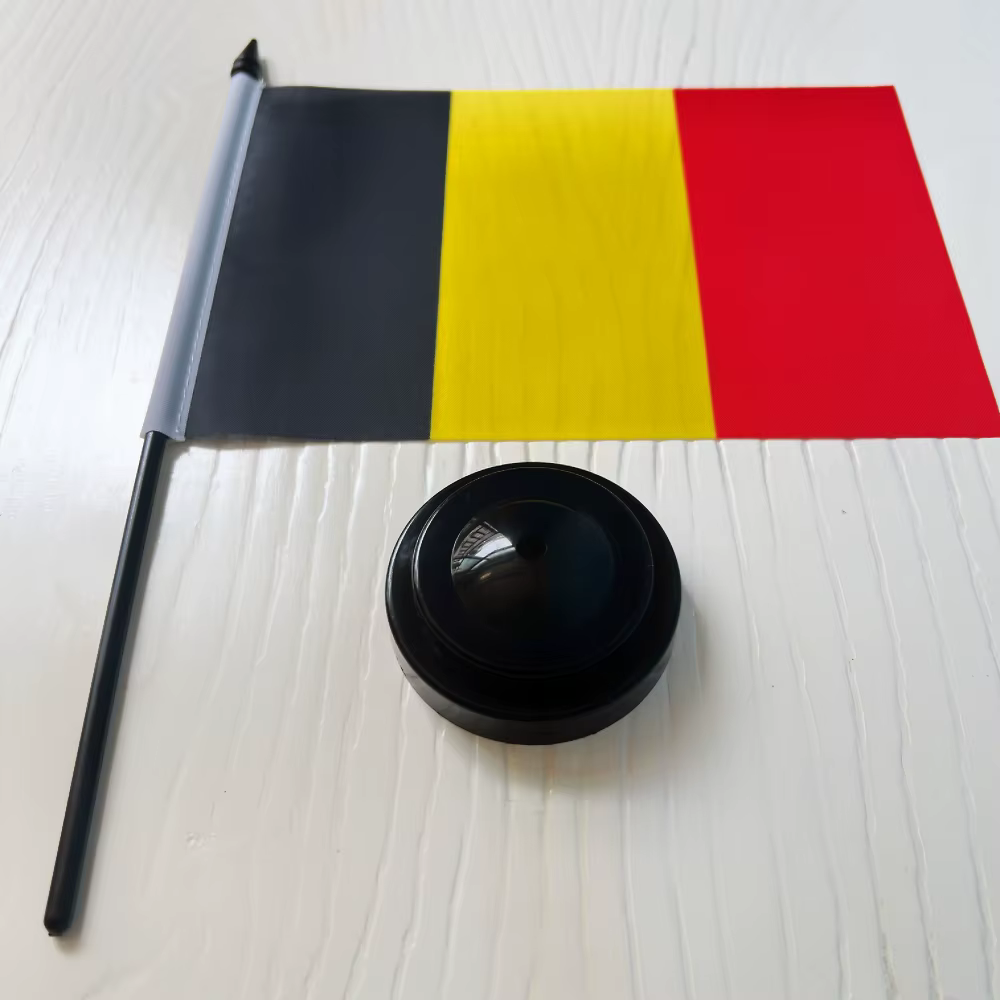 Bandera nacional Bélgica miniatura para escritorio con poste - imagen 3