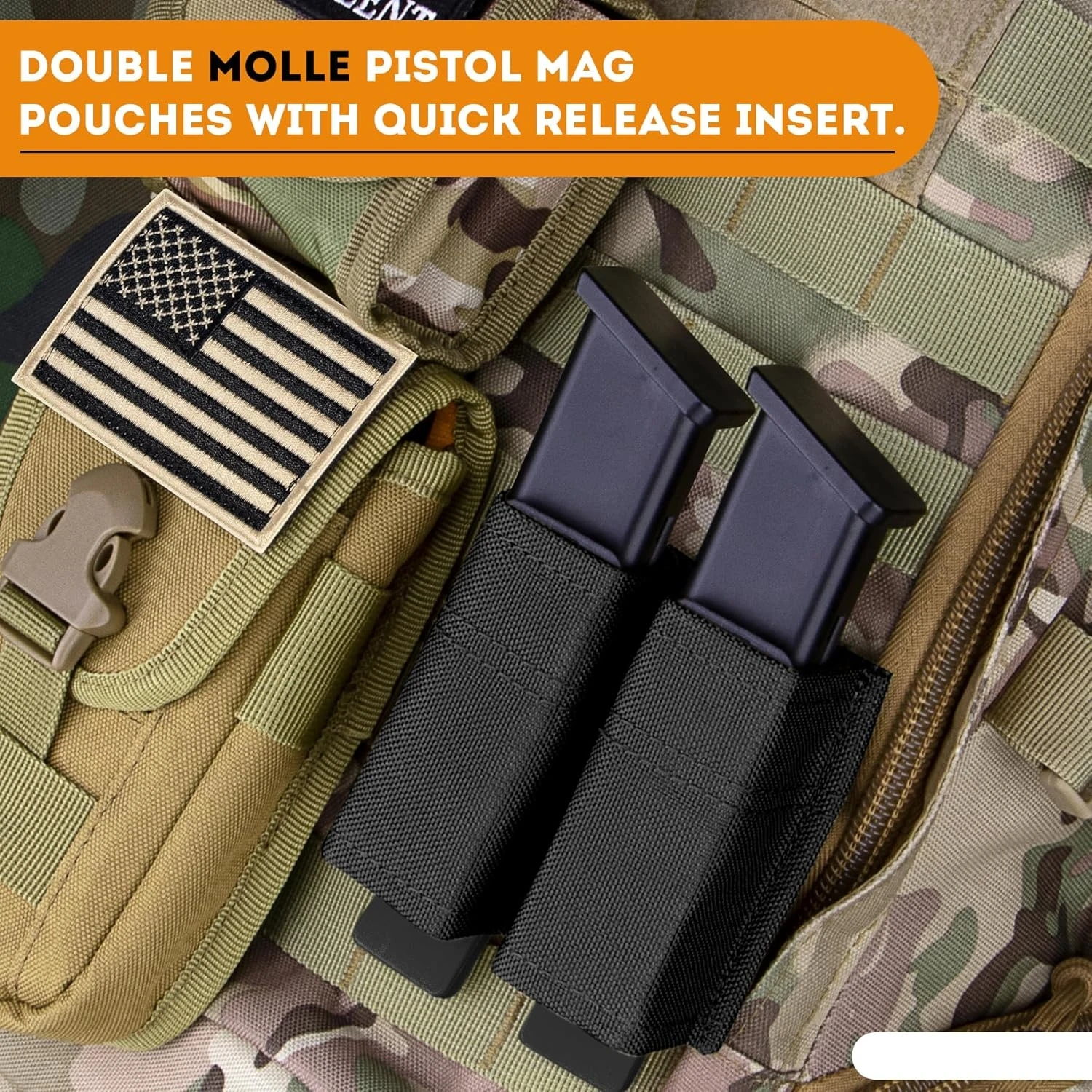 Porta cargadores táctico 9 mm funda liberación rápida MOLLE - imagen 3