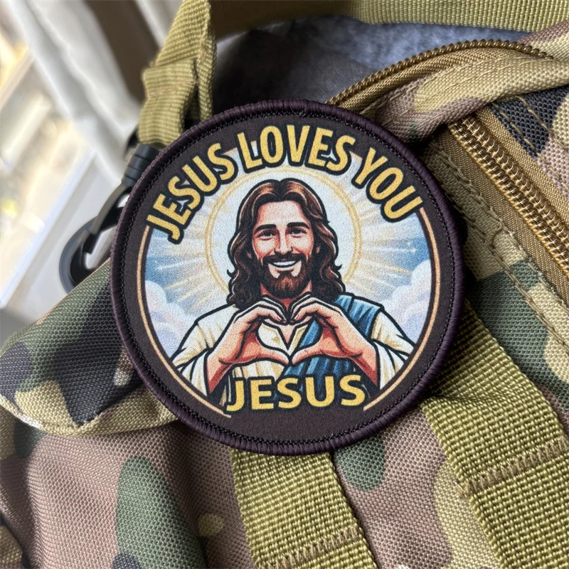 Parche táctico JESUS LOVE YOU con velcro para ropa y mochila - imagen 4