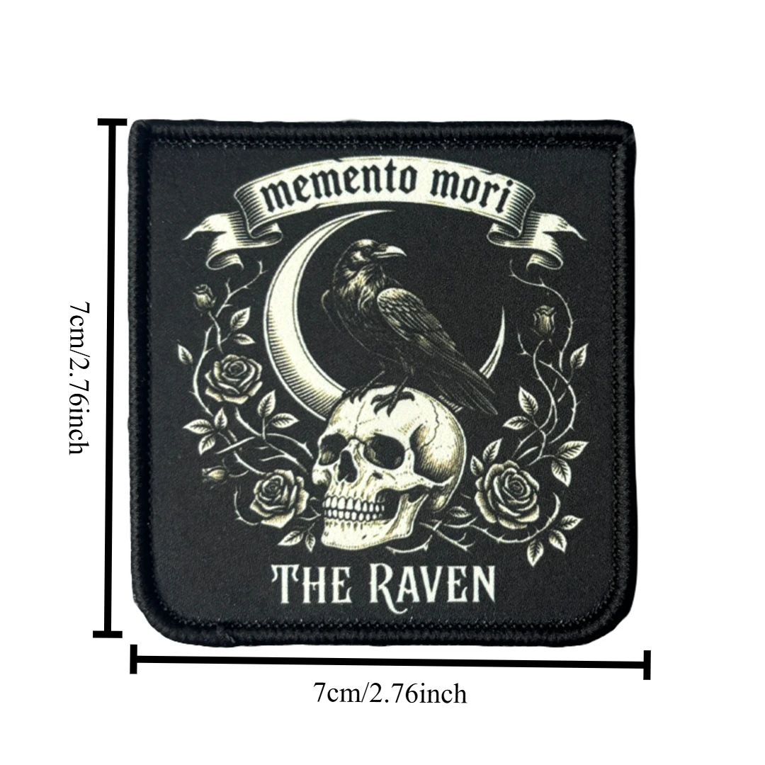 Parche táctico calavera cuervo gótico con velcro para mochila - imagen 4