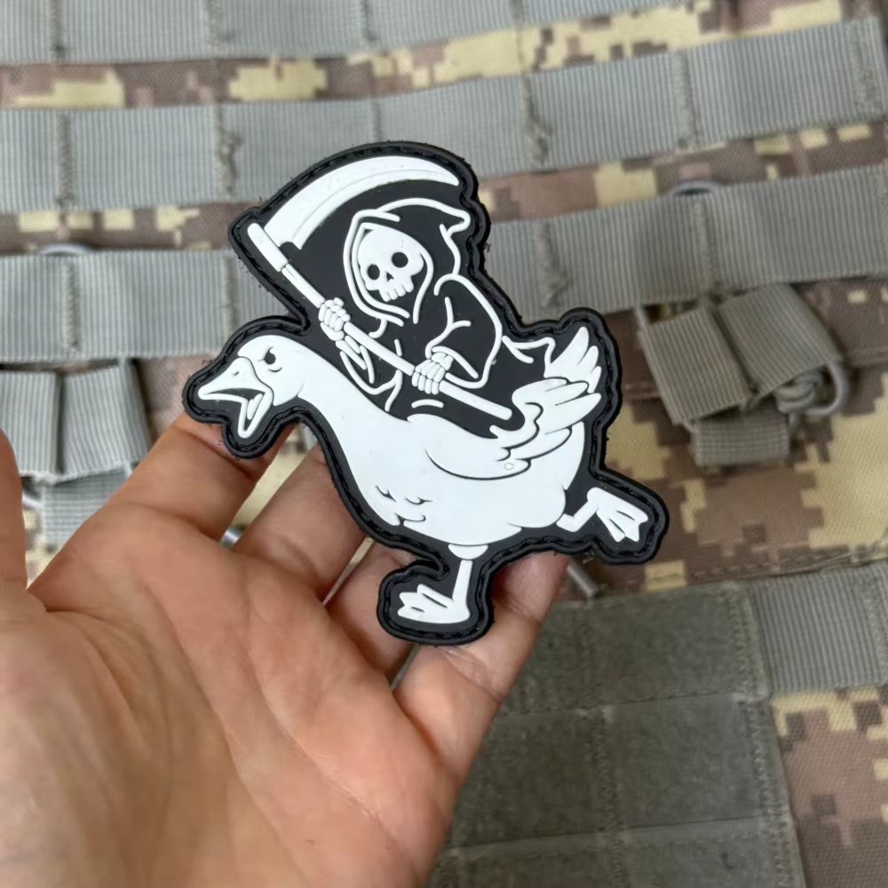 Parche táctico moral PVC con gancho y bucle Gran Ganso Blanca