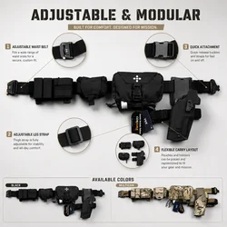Cinturón táctico MOLLE con funda y correas – Airsoft, caza y outdoor