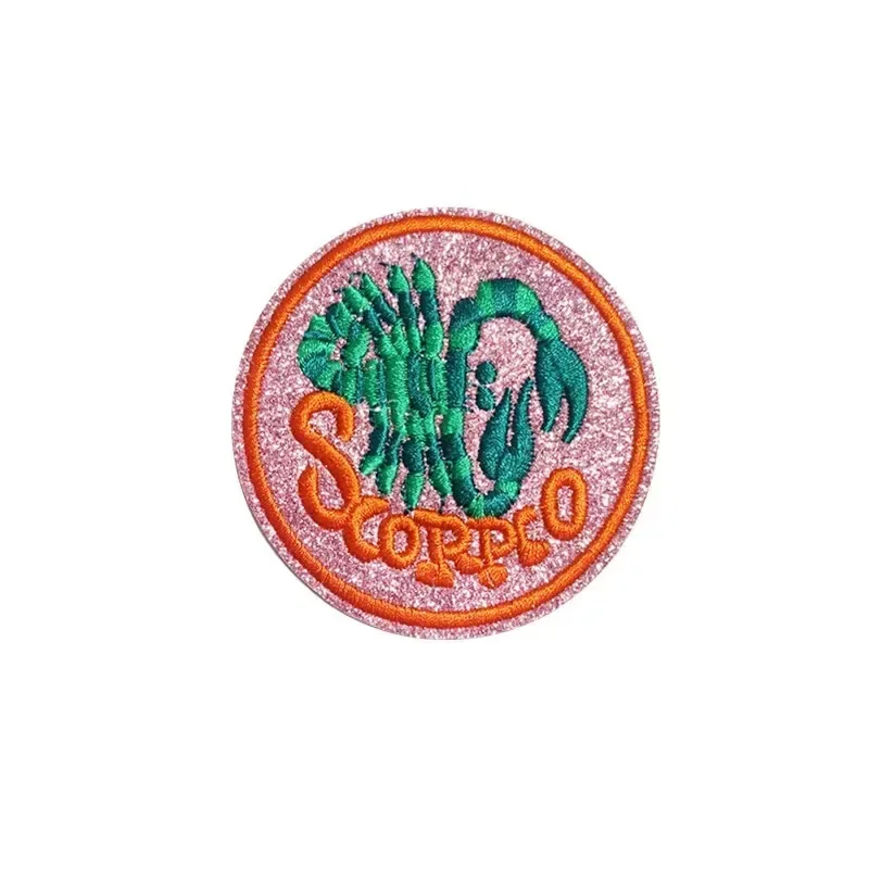Parche bordado zodiacal Aries-Libra redondo con purpurina para coser - imagen 3