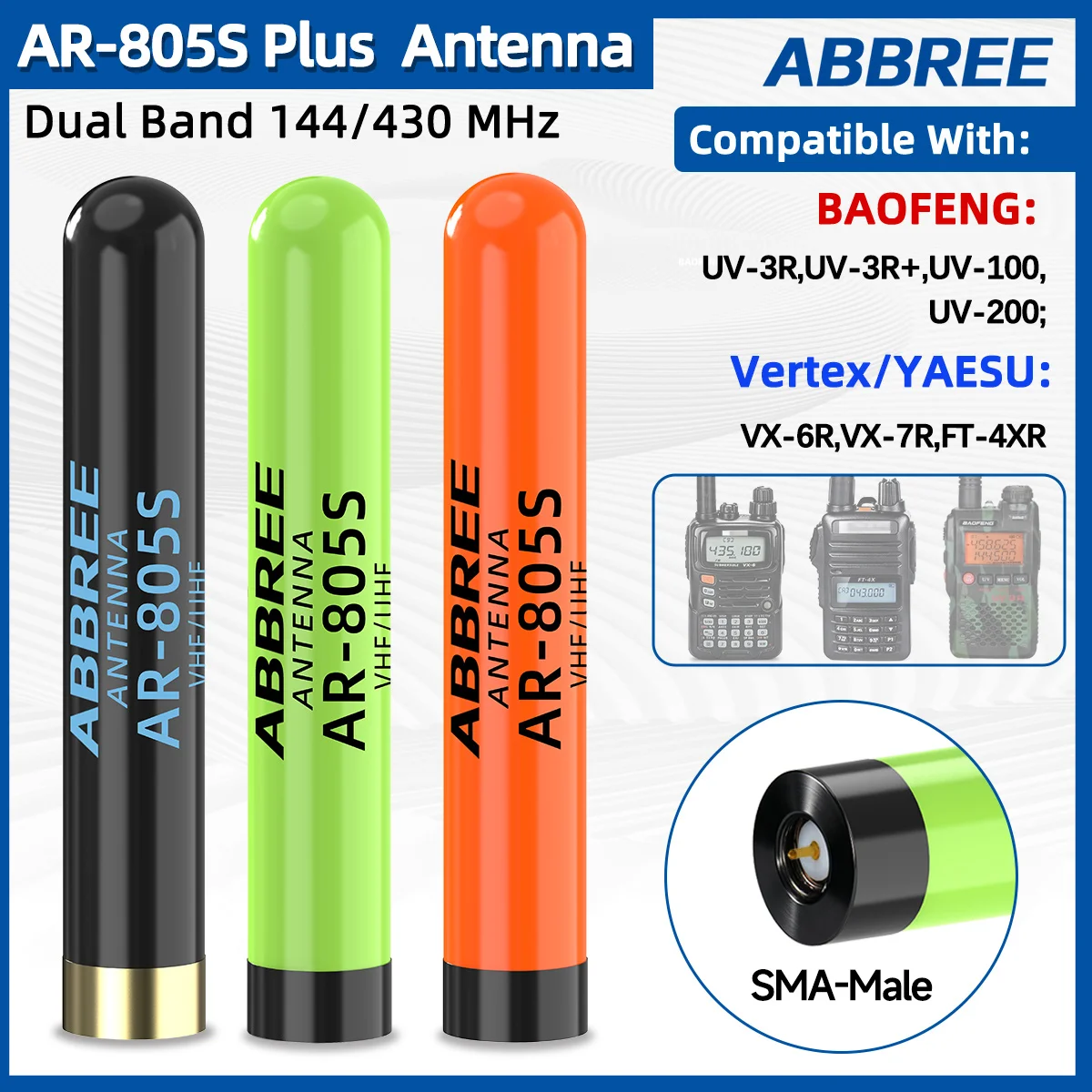 Antena ABBREEE AR-805S SMA macho para walkie talkie - imagen 4