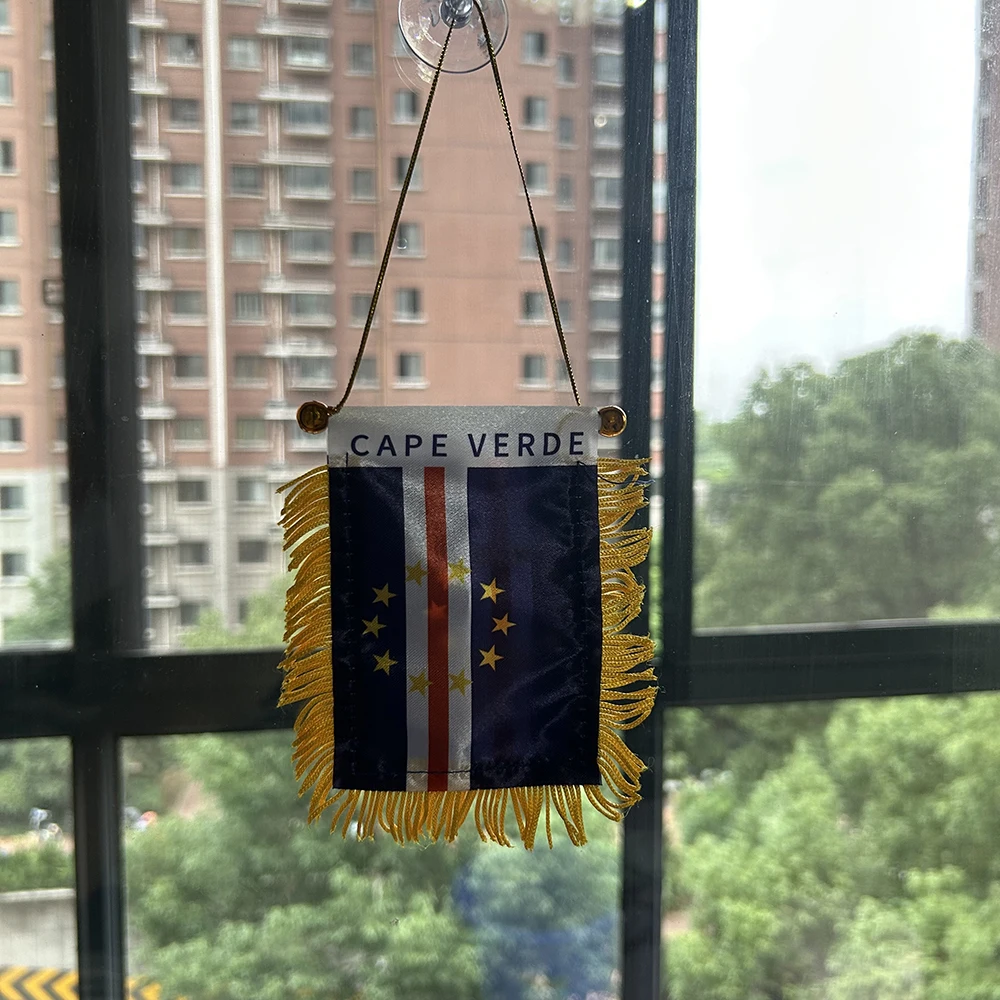 Bandera de Cabo Verde para ventana de coche, doble cara