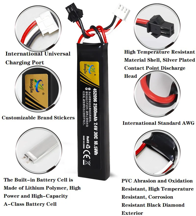 Batería Lipo 7.4V 2500mAh 2S conector Tamiya para pistola airsoft - imagen 2