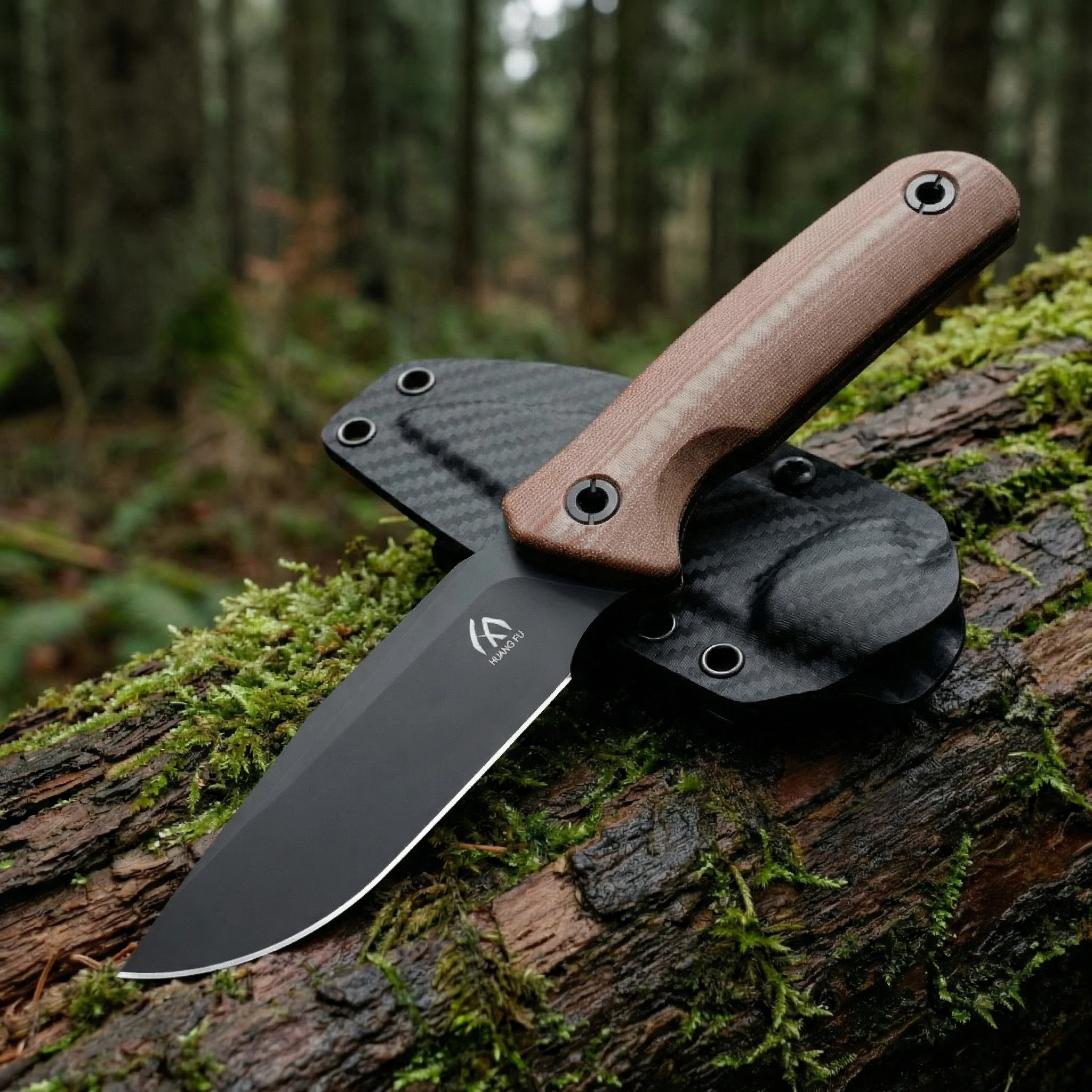 Cuchillo táctico de hoja fija G10 con funda resistente