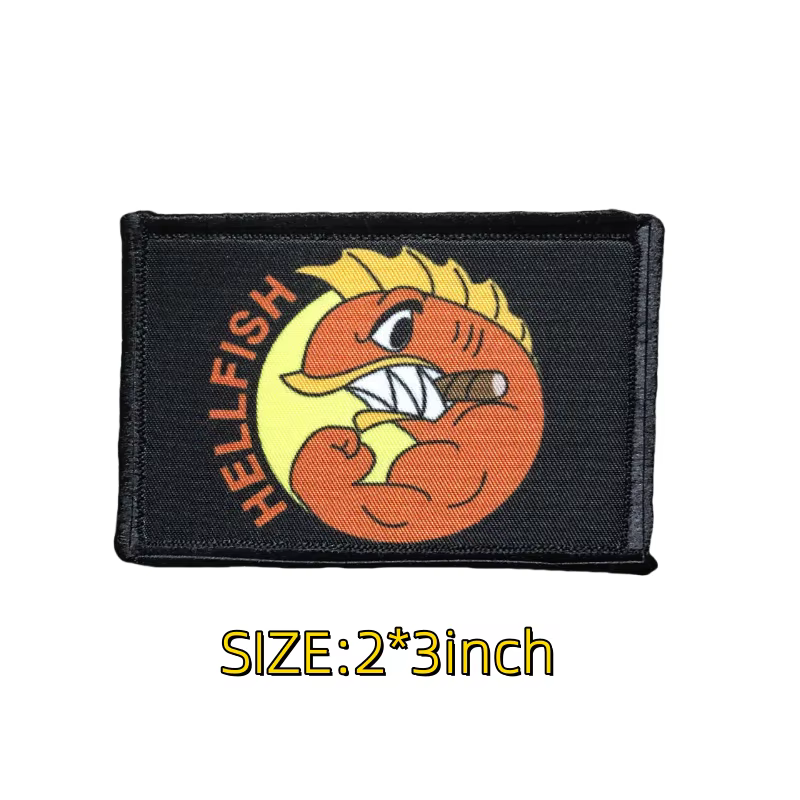 Parche bordado Velcro pez táctico Hellfish – Militar mochila - imagen 3