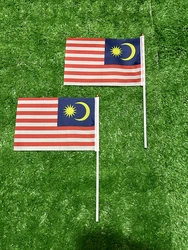 Bandera de Malasia de poliéster con asta de plástico para mano