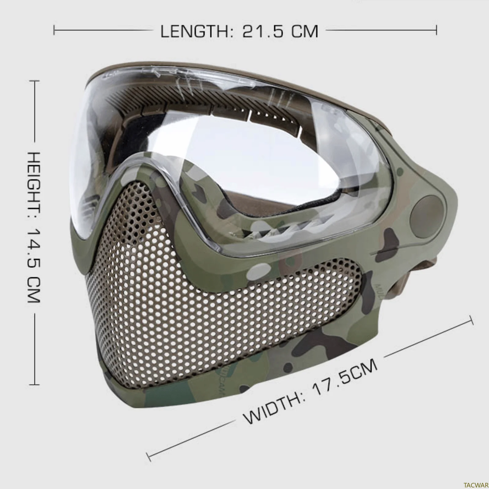 Máscara Airsoft de acero con malla – cara completa, 2 modos CS - imagen 3