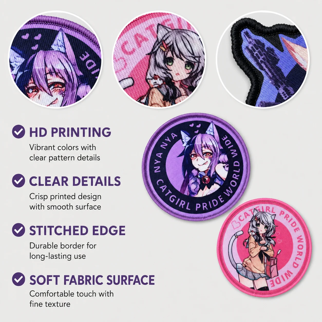 Parche táctico anime con velcro gancho y bucle – Morale patch infantil - imagen 3