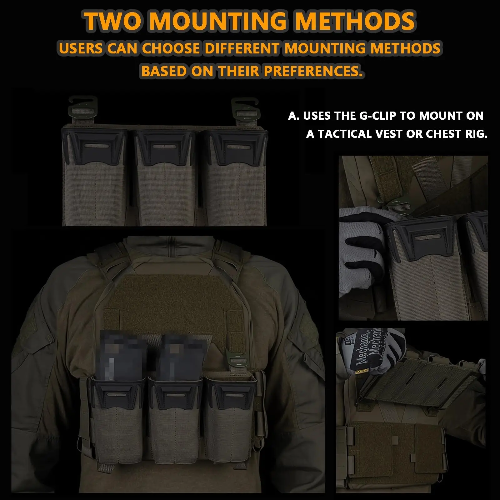 Bolsa porta cargadores triple MOLLE con subbolsillo exterior - imagen 5