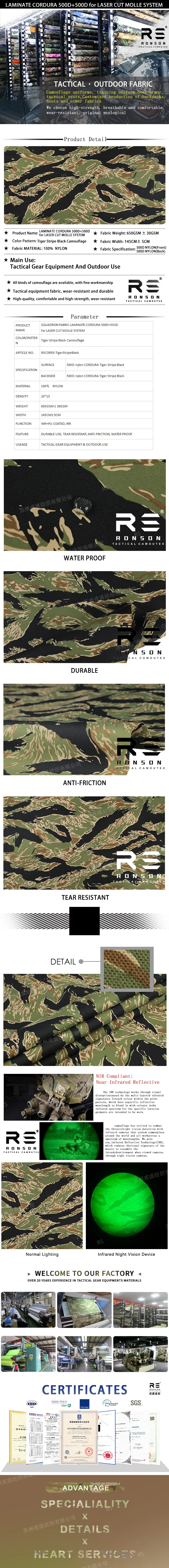 Escuadrón de tela táctica con camuflaje negro y sistema compatible MOLLE