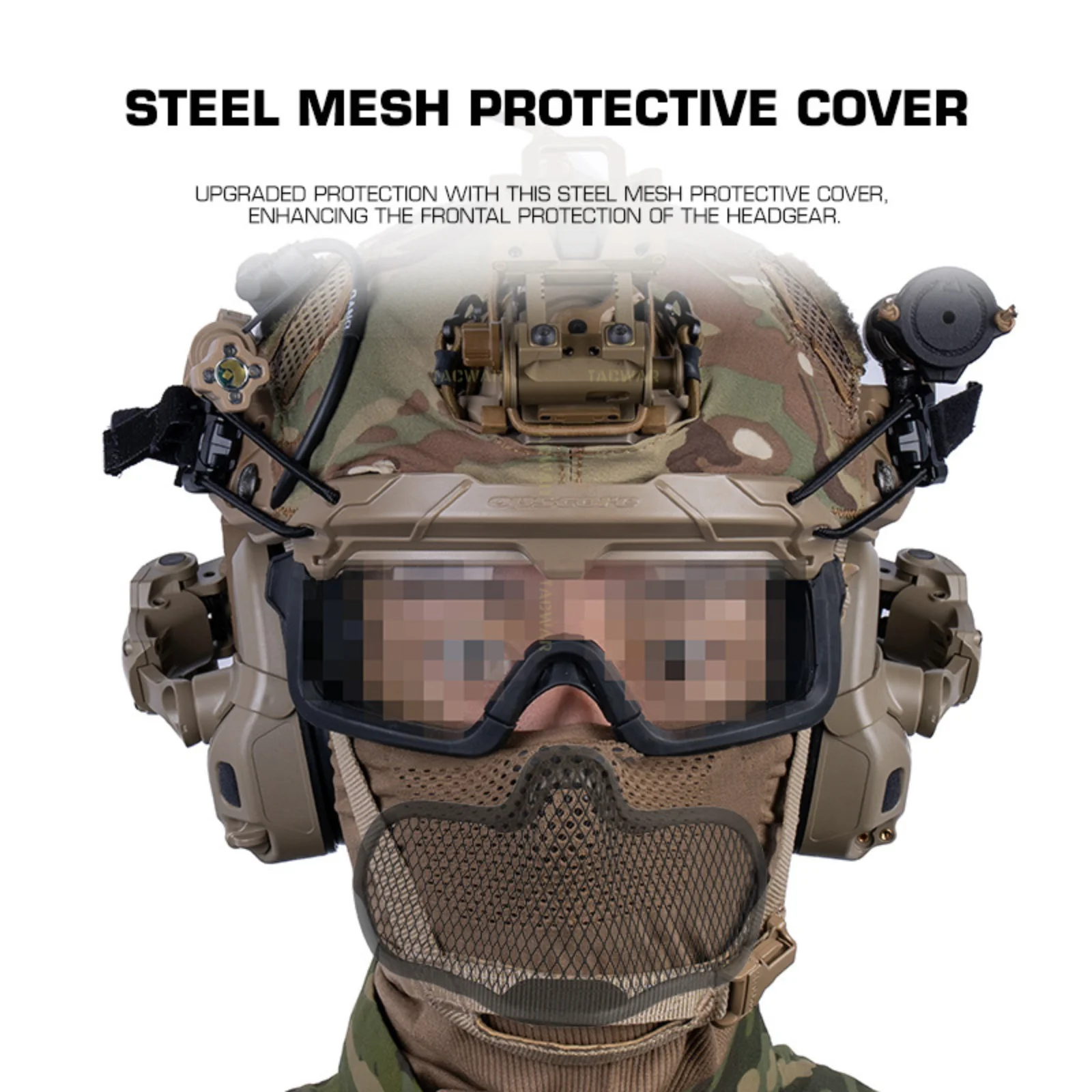 Pasamontañas airsoft con máscara de malla metálica transpirable - imagen 4