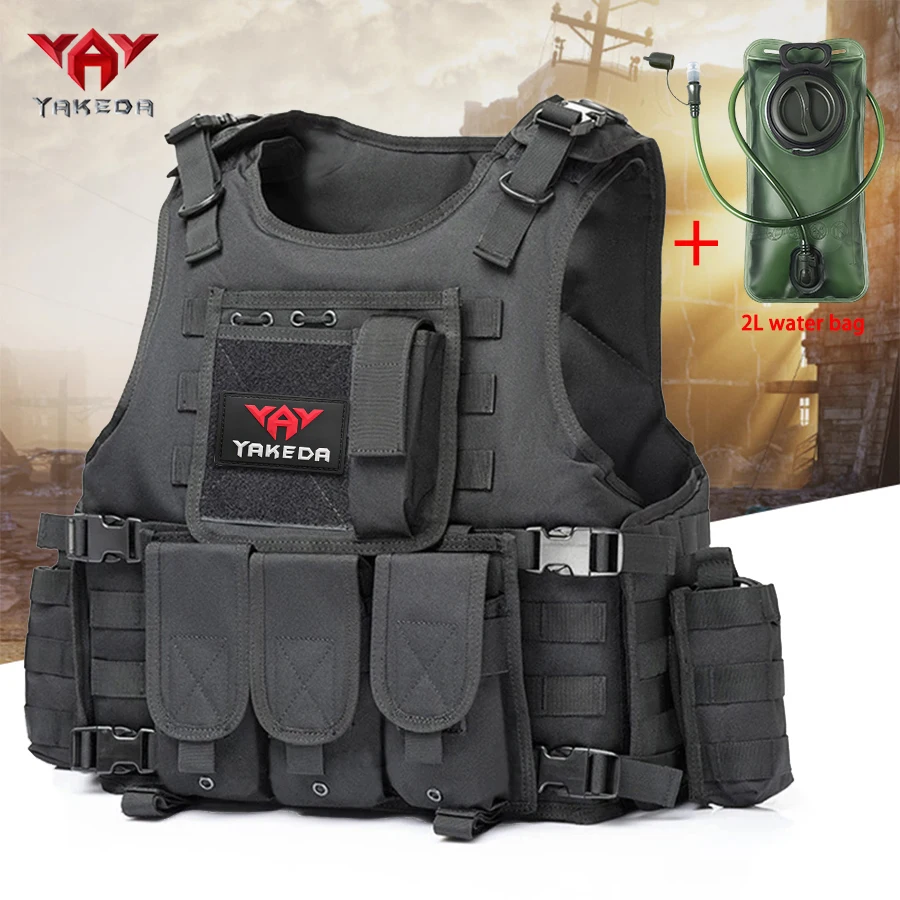 YAKEDA Chaleco táctico outdoor MOLLE con bolsillos y bolsa hidratación - imagen 2