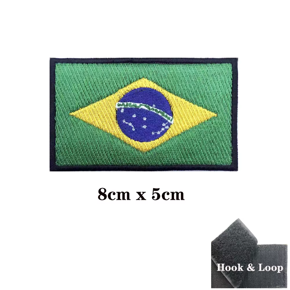 Parche bordado bandera Brasil – Cierre velcro táctico militar - imagen 2
