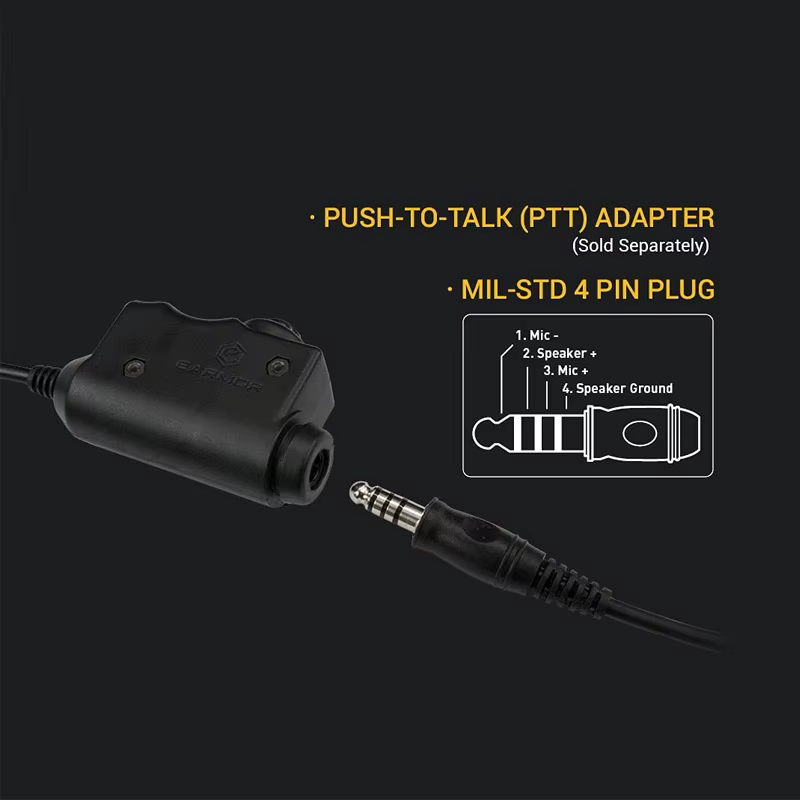 Adaptador PTT Táctico M51 pulsar-hablar para auriculares protección - imagen 2