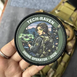 Parche táctico UAV bordado niña, insignia moral gancho y bucle