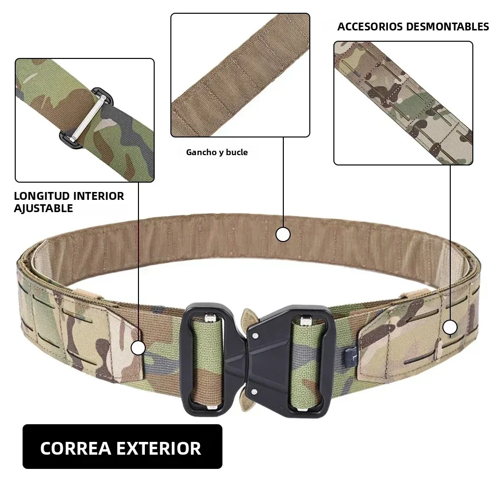 Cinturón táctico MOLLE con hebilla metálica de liberación rápida - imagen 4