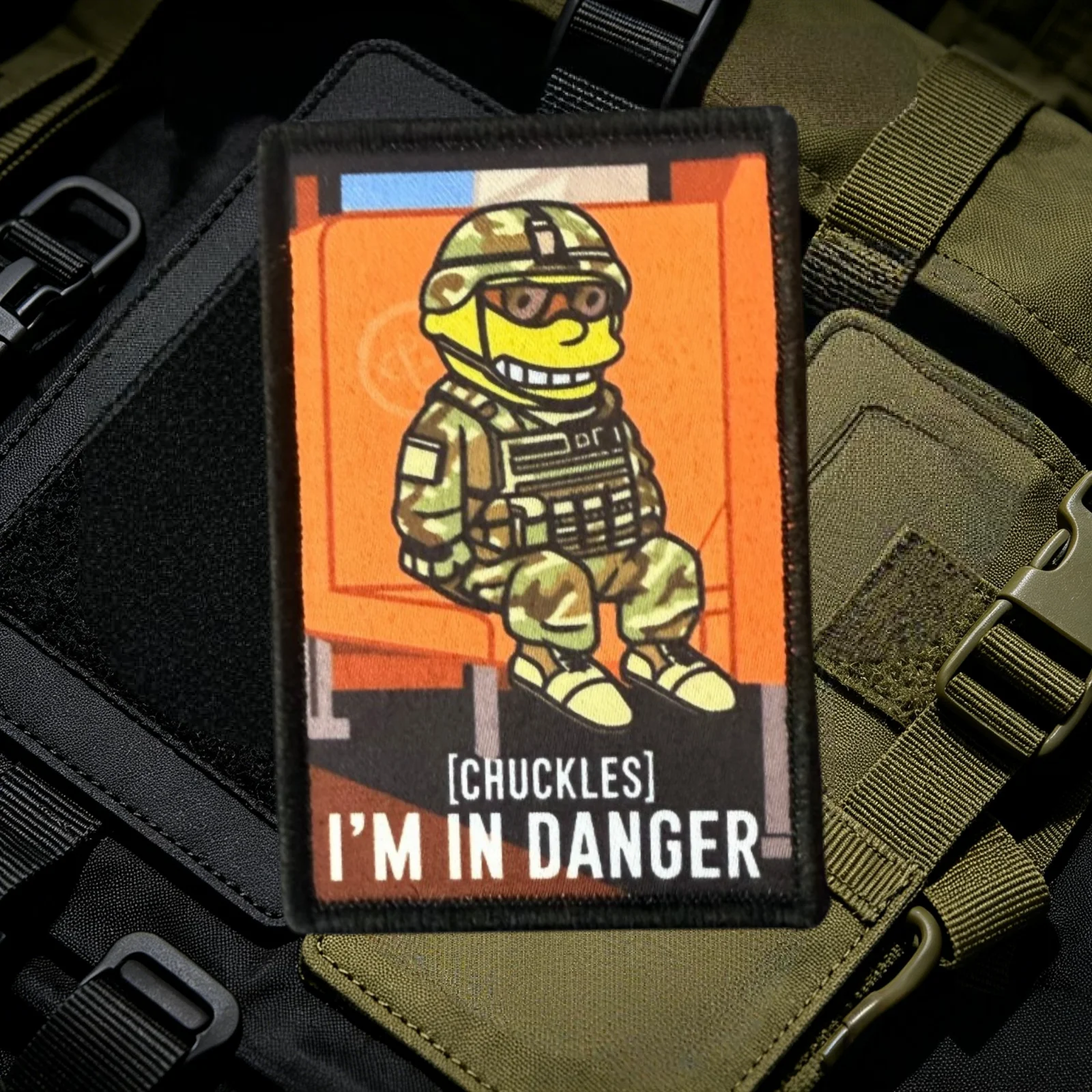 Parche táctico «I'm in Danger» con cierre de gancho y bucle - imagen 3