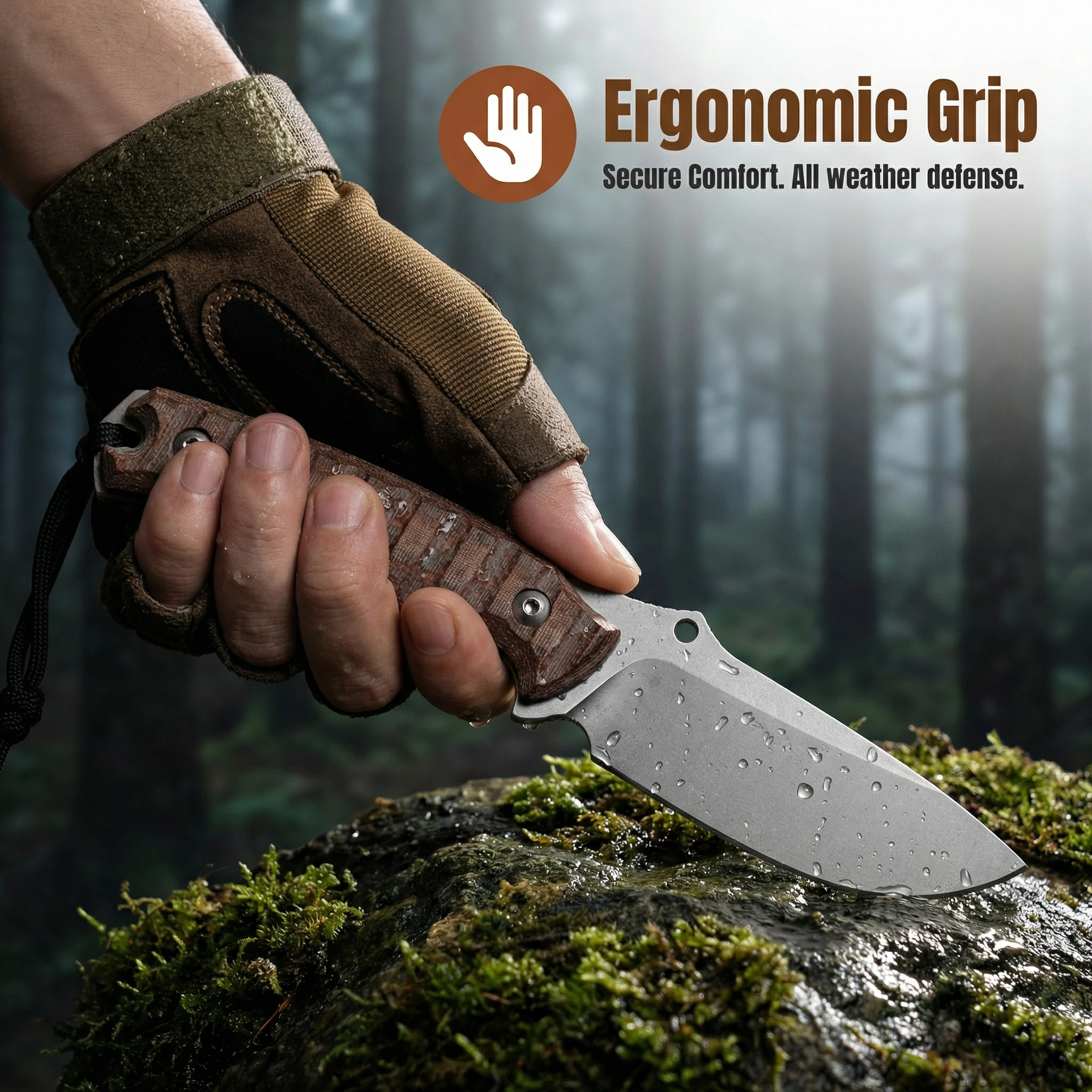 Cuchillo táctico de hoja fija G10 con funda, outdoor - imagen 5