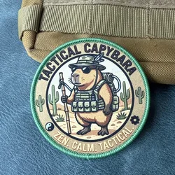 Parche táctico de velcro capibara desierto cactus para mochila