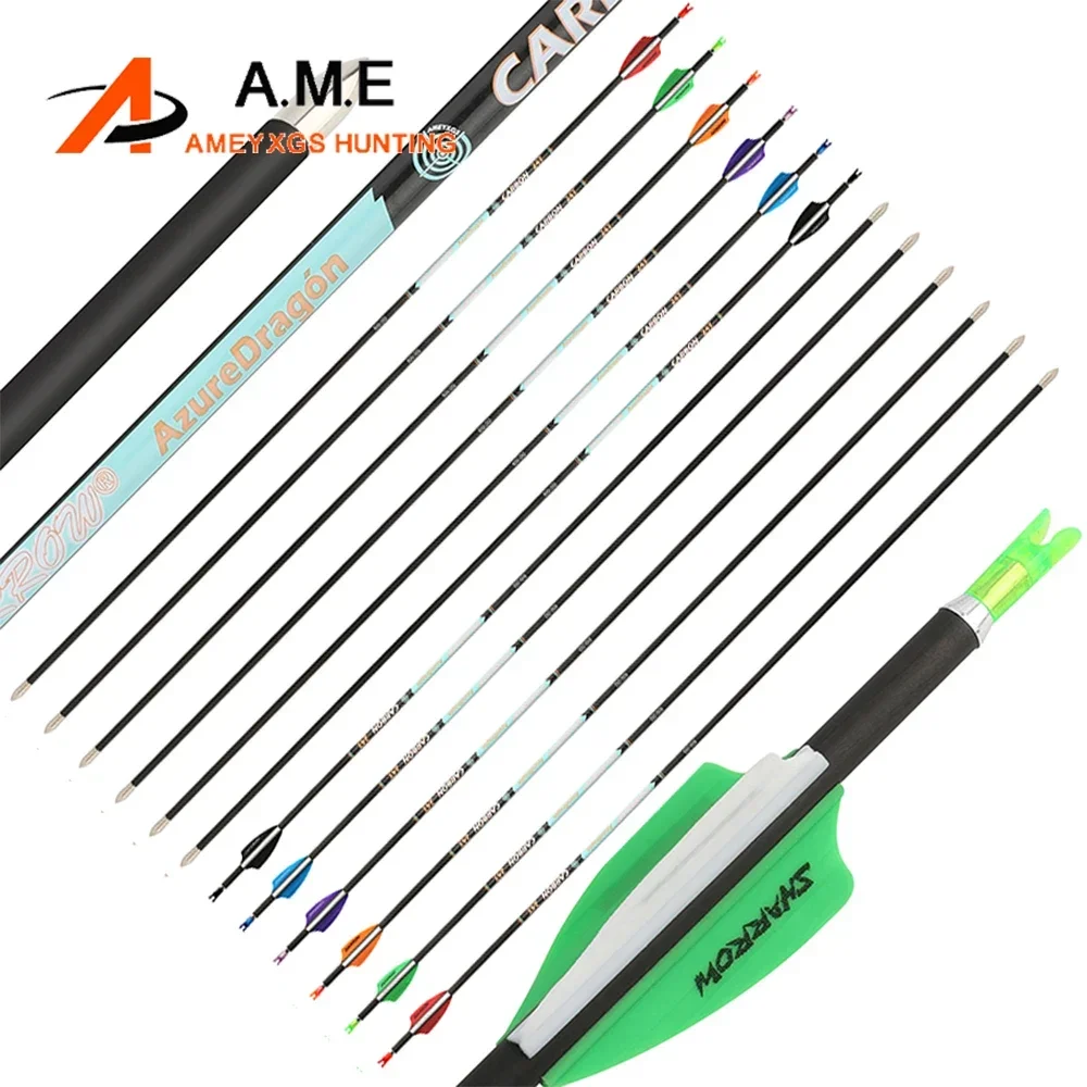Flechas de carbono para arco compuesto, punta y plumas ranura de aire - imagen 4