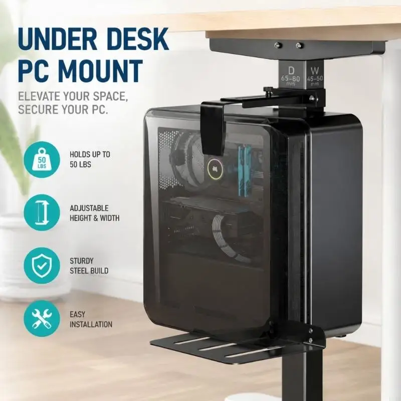 Soporte torre bajo escritorio robusto para PC