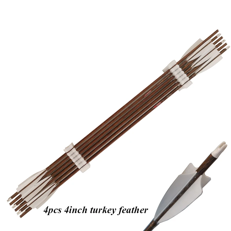 Linkboy Flechas de carbono con plumaje pavo ID6.2mm