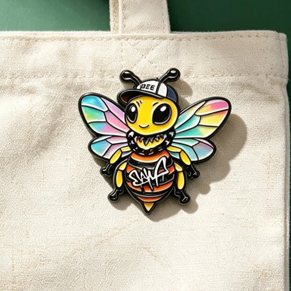 Insignias esmaltadas abeja kawaii para bolsos y ropa táctica - imagen 3