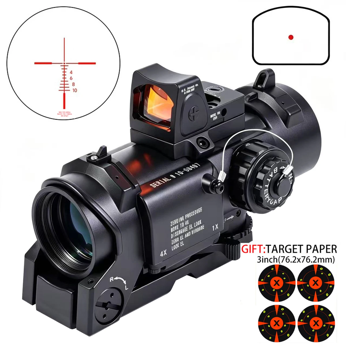 Mira Táctica 1x-4x con Punto Rojo RM y Montaje Rápido para Rifle - imagen 4